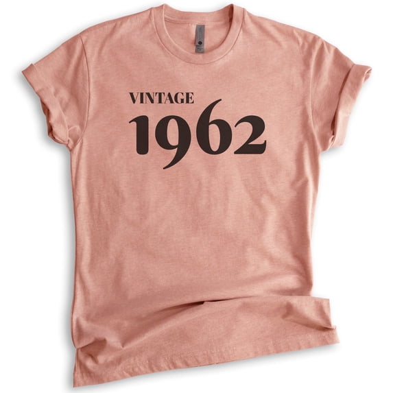 Vintage 1962 Shirt, Unisex Women's Men's Shirt, 60th Birthday Shirt, Sixtieth Birthday Shirt, B-day Shirt, Heather Sunset, X-Small
