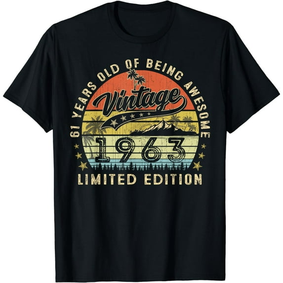 Vintage 1963 Limited Edition 61 Year Old Gifts 61th Birthday T-Shirt