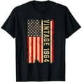 thumbnail image 1 of Vintage 1964 60th Birthday Gifts 60 Years Old American Flag T-Shirt, 1 of 3
