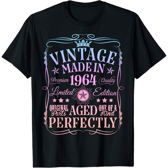 Vintage 1964 Aged Perfectly Birthday Gift Unisex Graphic Short Sleeve T-Shirt