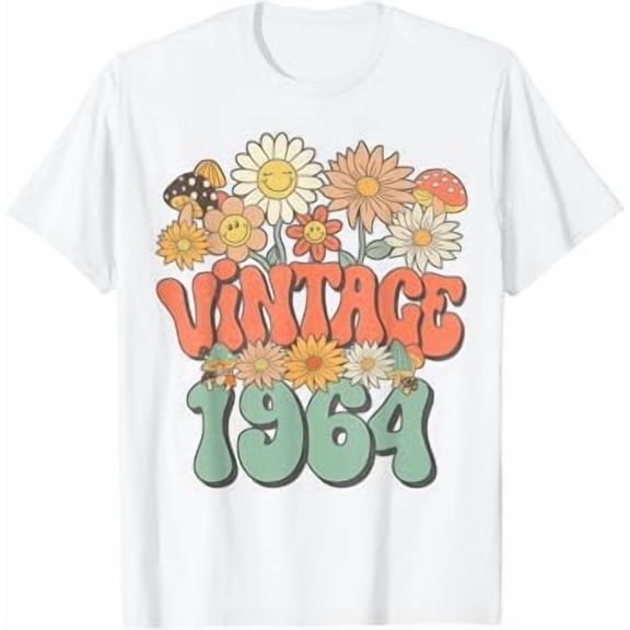 Vintage 1964 Floral Hippie Groovy Daisy Flower 60th Birthday T-Shirt