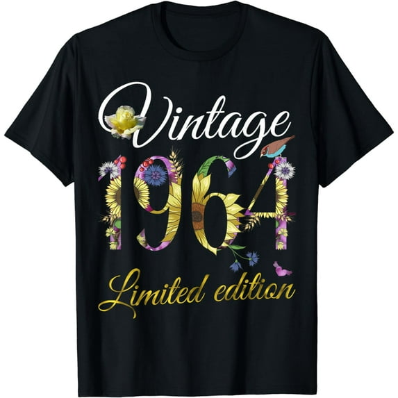 Vintage 1964 Tee 60 Year Old Sunflowers Floral 60th Birthday T-Shirt
