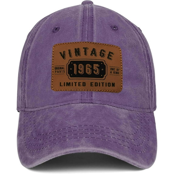 Vintage 1965 60th Birthday Gifts for Men Women Adjustable Washed Leather Patch Baseball Cap Gift Ideas for Dad Mom