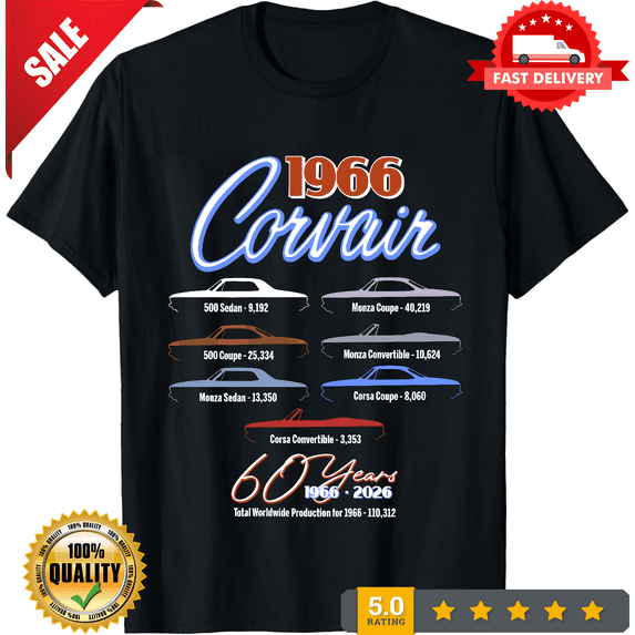 Vintage 1966 Corvair 60th Anniversary Great Gift T-Shirt, CROWD FAVORIT-TH70261