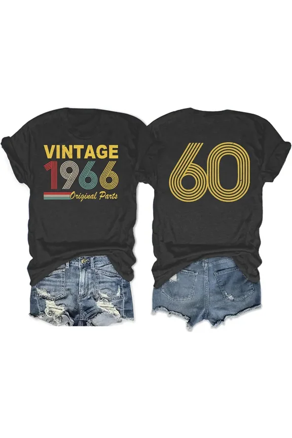 Vintage 1966 Original Parts Retro 60th Birthday T-Shirt for Men and Women Classic Graphic Tee Short Sleeve Casual Apparel