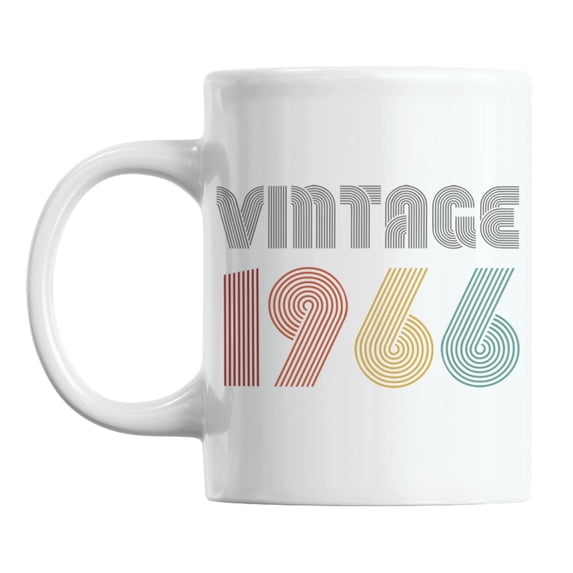 Vintage 1966, Year of Birth or Birthday White Ceramic Coffee & Tea Mug (11oz)