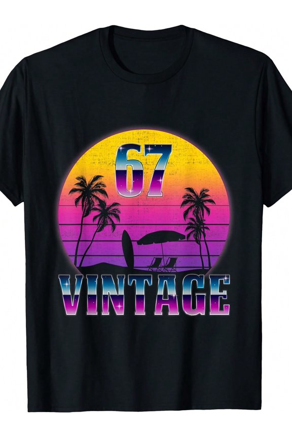 Vintage 1967 Retro Sunset Surf Beach T-Shirt - 57th Birthday Gift for Men and Women - Classic 80s Style Graphic Tee