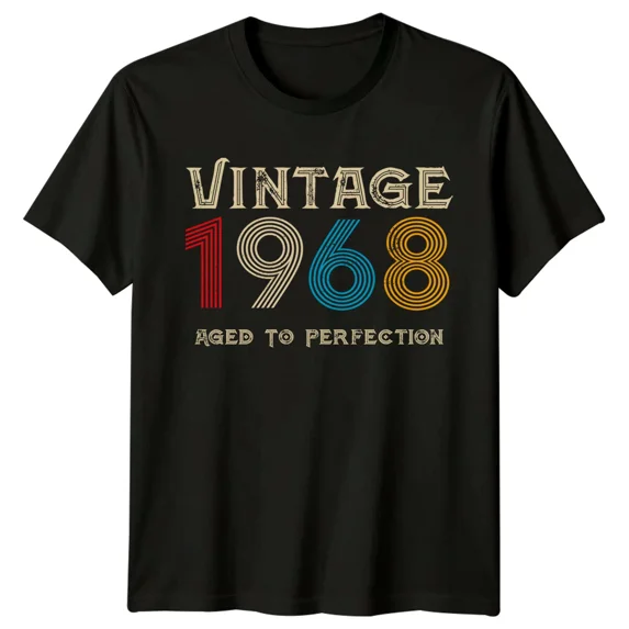 Vintage 1968 Aged To Perfection Mens T Shirt 57th Birthday Gift