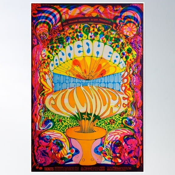 Vintage 1968 Psychedelic Concert Poster Poster Wall Art, Modern Wall Decor, 16x24 UNFRAMED