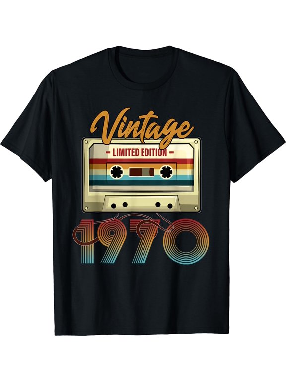 Vintage 1970 53rd birthday cassette tape for men women B-day T-Shirt Black Large