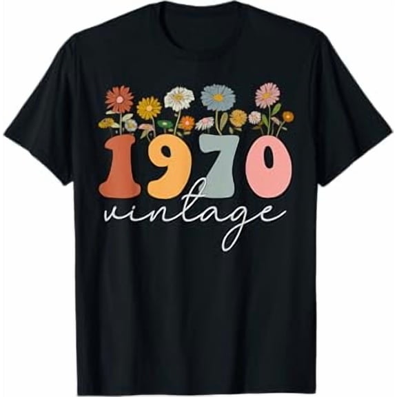 Vintage 1970 Wildflower Floral 54th Birthday Women Girls T-Shirt