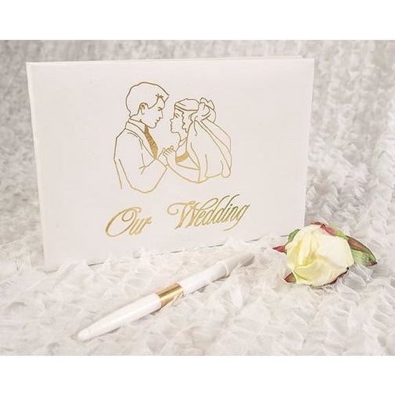 Vintage 1970's Wedding Guestbook with Pen
