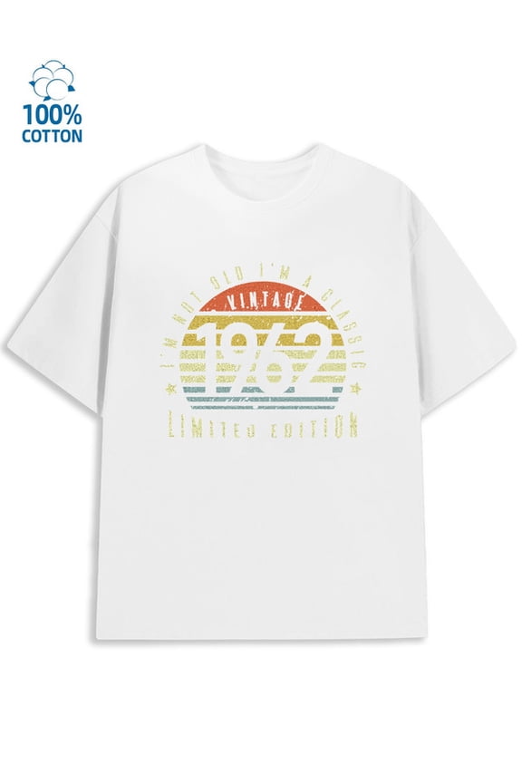 Vintage 1970s Tee for men retro 180G 100% Cotton white vintage graphic Fashion Unisex Shirt Short Sleeve tshirts Basic Unisex Shirt Printed tshirts Trendy Unisex Shirt Cotton tshirts