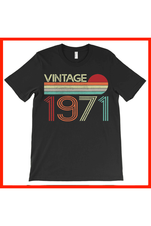 Vintage 1971 Birthday T-Shirt - Retro Sunset Graphic Tee for 53rd Birthday Gift AH6666, Premium for Unisex - Extended Sizes Up to 5XL