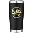 thumbnail image 1 of Vintage 1972 50th Birthday Gifts for Women Men Insulated Stainless Steel Tumbler - 50 Year Old Presents Best Gift for Her or Him 50th Party Decorations Supplies (Black), 1 of 6