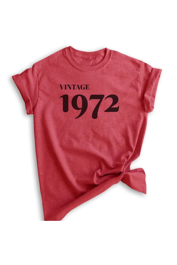 Vintage 1972 Shirt, Unisex Women's Men's Shirt, 50th Birthday Shirt, Fiftieth Birthday Shirt, B-day Shirt, Heather Red, X-Large