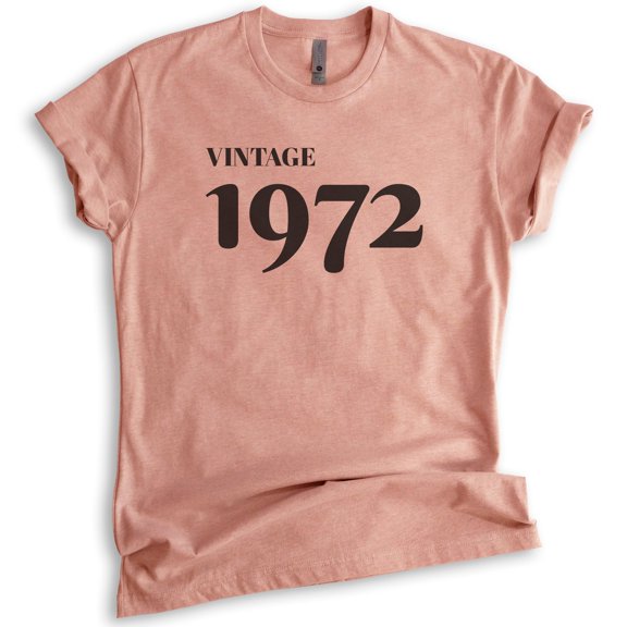 Vintage 1972 Shirt, Unisex Women's Men's Shirt, 50th Birthday Shirt, Fiftieth Birthday Shirt, B-day Shirt, Heather Sunset, X-Large