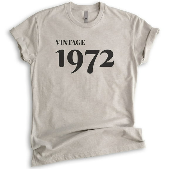 Vintage 1972 Shirt, Unisex Women's Men's Shirt, 50th Birthday Shirt, Fiftieth Birthday Shirt, B-day Shirt, Light Silk Gray, X-Large