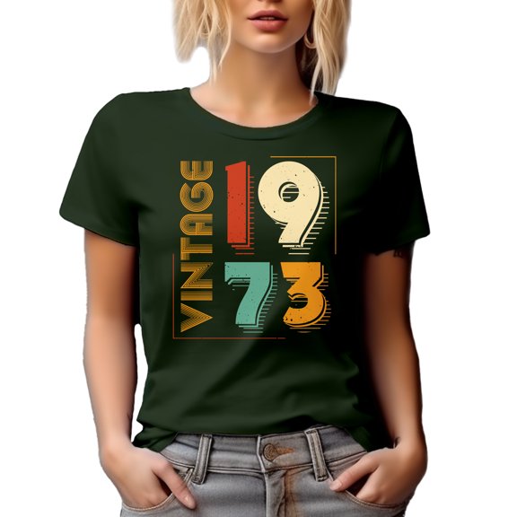 Vintage 1973 - Grandpa or Grandma's Birthday, Military Green T-Shirt, Large