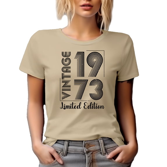 Vintage 1973 Limited Edition, Grandpa or Grandma's Birthday, Tan T-Shirt, Medium