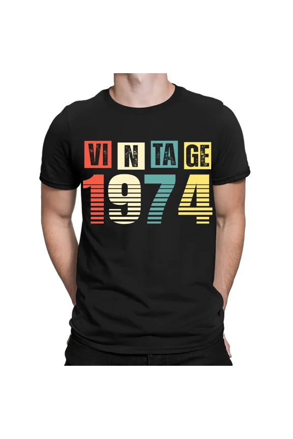 Vintage 1974 50th Birthday Party Gift Ideas Retro Mens Womens T-Shirts Top#TA-06