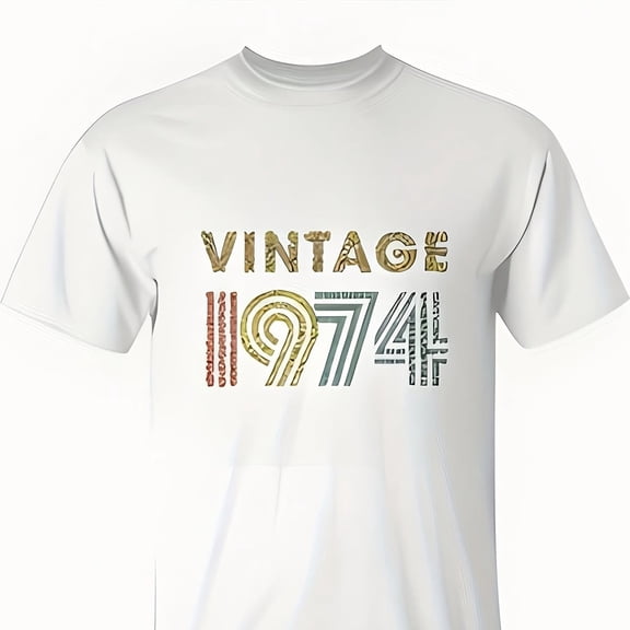 Vintage 1974 Born In 1974 Retro Birthday Gift T-Shirt Y2K Style Summer Top, Loose Fitting T-Shirt F