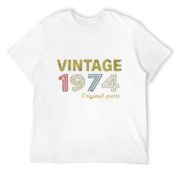 Vintage 1974 Cool 50 Year Old Bday Men Women 50th Birthday Round Neck T-Shirt White