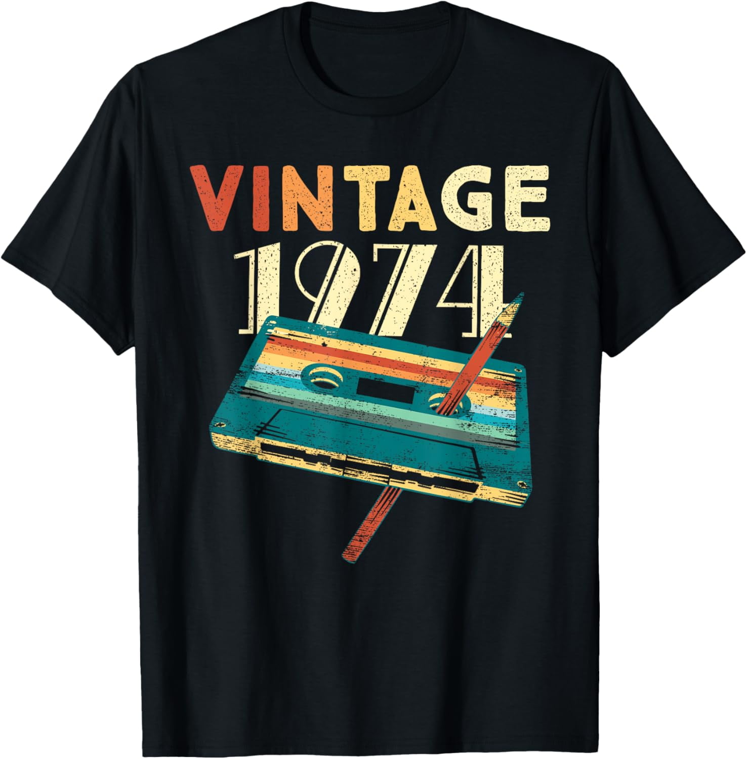 Vintage 1974 Music Cassette 50th Birthday Gifts 50 Years Old TShirt