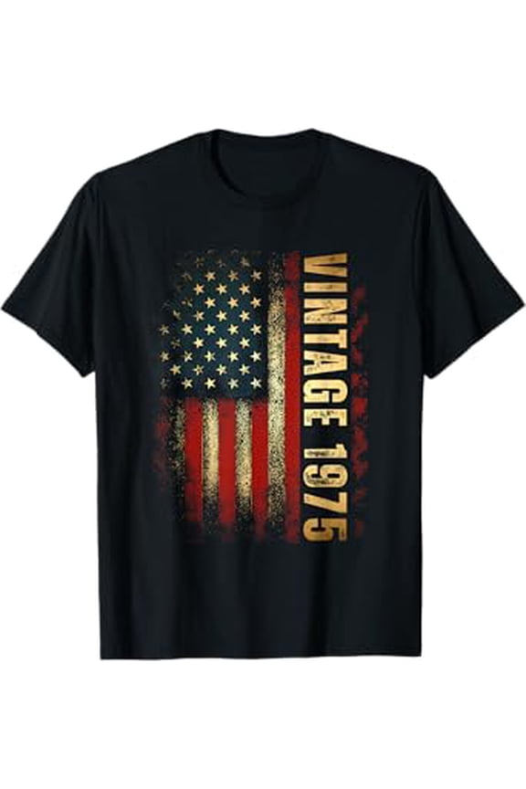 Vintage 1975 American Flag 50th Birthday 50 Years Old Men T-Shirt