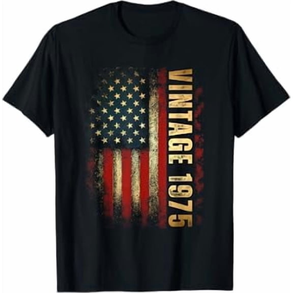 Vintage 1975 American Flag 50th Birthday 50 Years Old Men T-Shirt