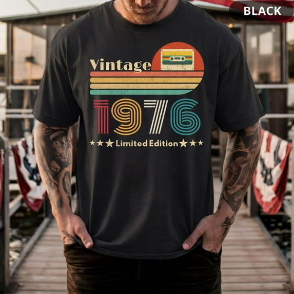 Vintage 1976 Cassette Tee, Retro 50th Birthday Shirt, Classic 1976, 50 year old Gift, Limited Edition Men T-Shirt, Funny Women Birthday tee
