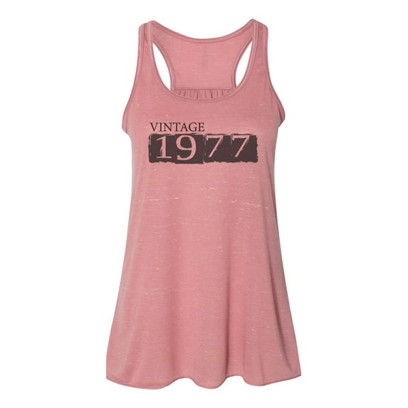 "Vintage 1977, 43rd Birthday, Born In 1977, Soft Bella Canvas, Sublimation, 43 Years Old, 43 Tank, 1977 Tank Top, Racerback, Birthday Gift, Mauve Marble, LARGE"