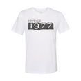 thumbnail image 1 of "Vintage 1977, 43rd Birthday, Unisex, Born In 1977, Soft Bella Canvas, Sublimation, 43 Years Old, 1977 Tee, Gift For Her, Birthday Gift, White, 2XL", 1 of 1