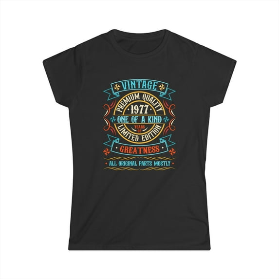 Vintage 1977 T Shirts for Women Retro Funny 1977 Birthday Womens Shirts