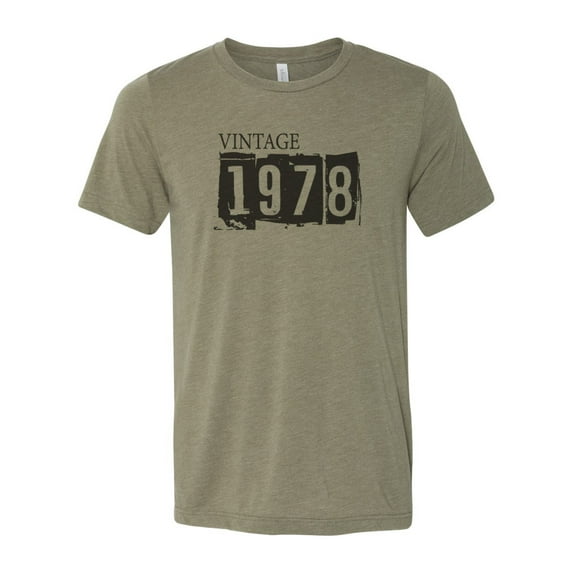 "Vintage 1978, 1978 Shirt, Unisex, Born In 1978, Soft Bella Canvas, Sublimation, 1978, 1978 Tee, Gift For Her, Birthday Gift, Heather Olive, SMALL"