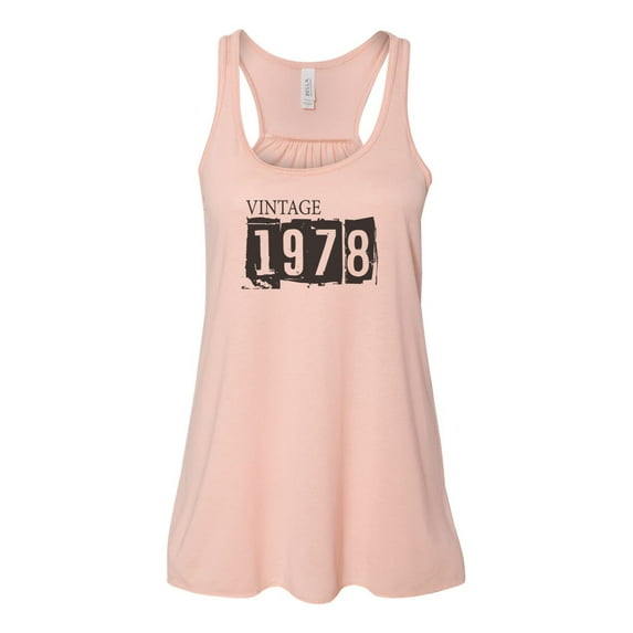 "Vintage 1978, 1978 Tank, Racerback, Unisex, Born In 1978, Soft Bella Canvas, Sublimation, 1978, 1978 Tee, Gift For Her, Birthday Gift, Gym, Peach, LARGE"