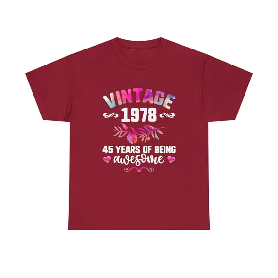 Vintage 1978 Birthday Shirt Women, 45 Years of Being Awesome T-Shirt