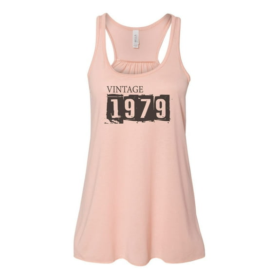 "Vintage 1979, 1979 Tank, Racerback, Unisex, Born In 1979, Soft Bella Canvas, Sublimation, 1979, 1979 Tee, Gift For Her, Birthday Gift, Gym, Peach, EXTRA SMALL"