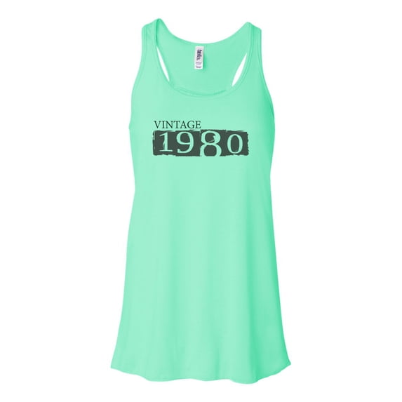 "Vintage 1980, 40th Birthday, Born In 1980, Soft Bella Canvas, Sublimation, 40 Years Old, 40 Tank, Gift For Her, Racerback, Birthday Gift, Mint , SMALL"