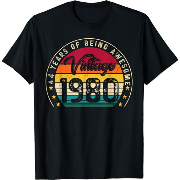 Vintage 1980 44th Birthday Gifts 44 Years of Being Awesome T-Shirt