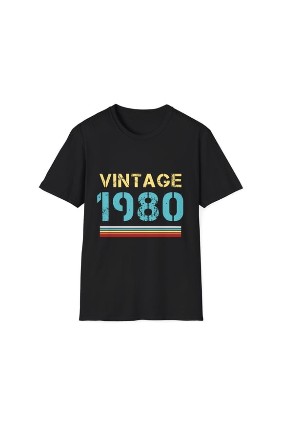 Vintage 1980 T Shirts for Men Retro Funny 1980 Birthday Mens T Shirt