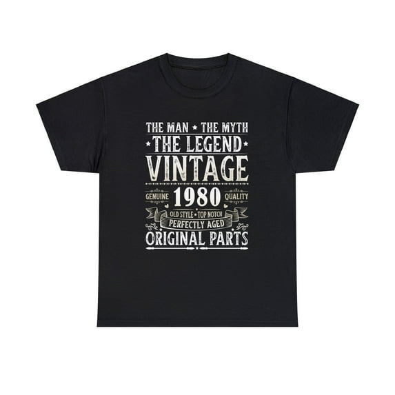 Vintage 1980 TShirt Men Limited Edition BDay 1980 Birthday Big and Tall Tshirts Shirts for Men