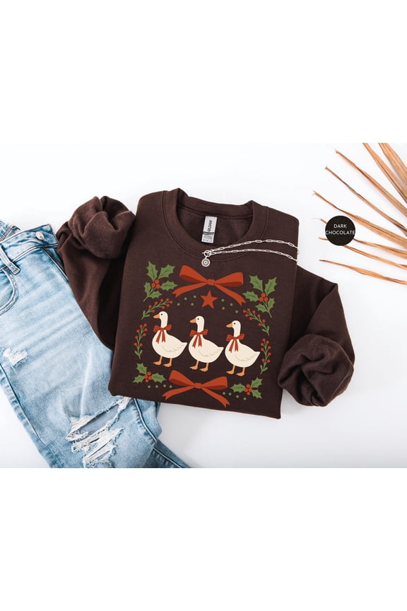 Vintage 1980's Goose Christmas Sweatshirt | Retro Christmas Goose Sweatshirt | Y2K Christmas Sweater