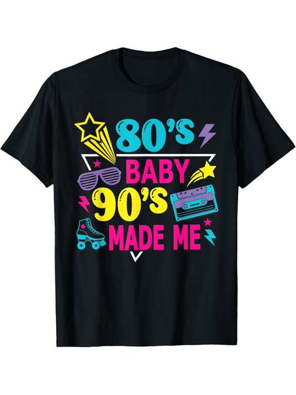 Vintage 1980s 80's Baby 1990s 90's Made Me Retro T-ShirtMen and women, Black T-shirt, size: Extra large
