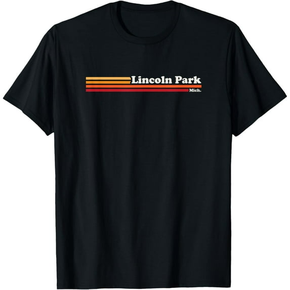 Vintage 1980s Graphic Style Lincoln Park Michigan T-ShirtMen's and women's gift, black and white T-shirt, size: Extra large S-4XL