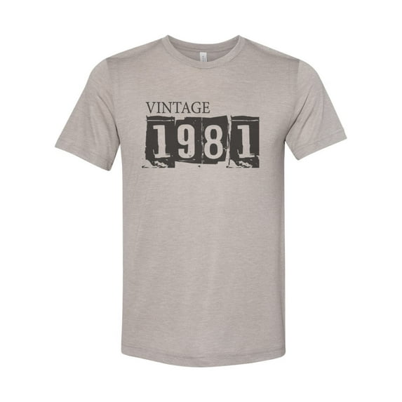 "Vintage 1981, 1981 Shirt, Unisex, Born In 1981, Soft Bella Canvas, Sublimation, 1981, 1981 Tee, Gift For Her, Birthday Gift, Birthday Shirt, Heather Stone, SMALL"