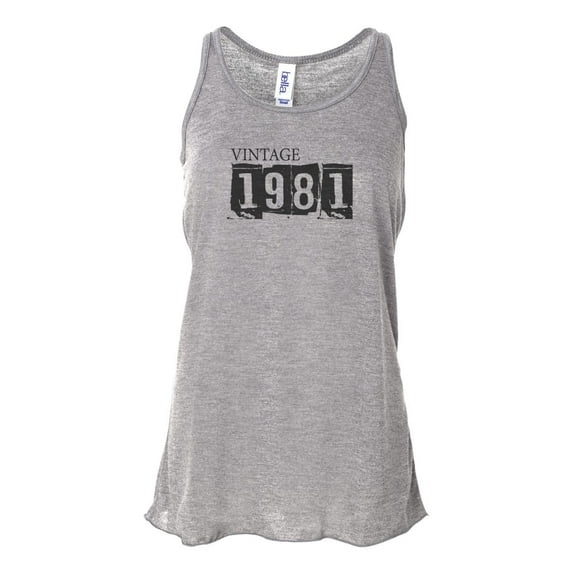 "Vintage 1981, 1981 Tank, Racerback, Unisex, Born In 1981, Soft Bella Canvas, Sublimation, 1981, 1981 Tee, Gift For Her, Birthday Gift, Gym, Athletic Grey, LARGE"