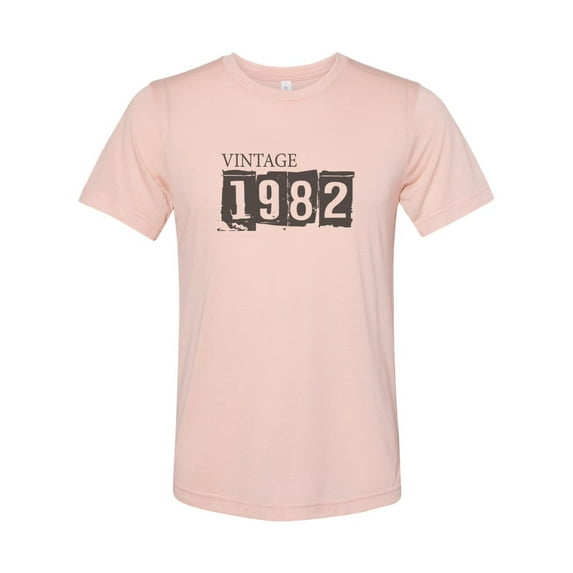 "Vintage 1982, 1982 Shirt, Unisex, Born In 1982, Soft Bella Canvas, Sublimation, 1982, 1982 Tee, Gift For Her, Birthday Gift, Birthday Shirt, Peach, LARGE"
