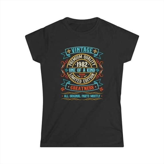 Vintage 1982 T Shirts for Women Retro Funny 1982 Birthday Women Tops