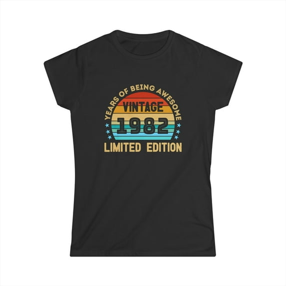 Vintage 1982 T Shirts for Women Retro Funny 1982 Birthday Womens Shirt